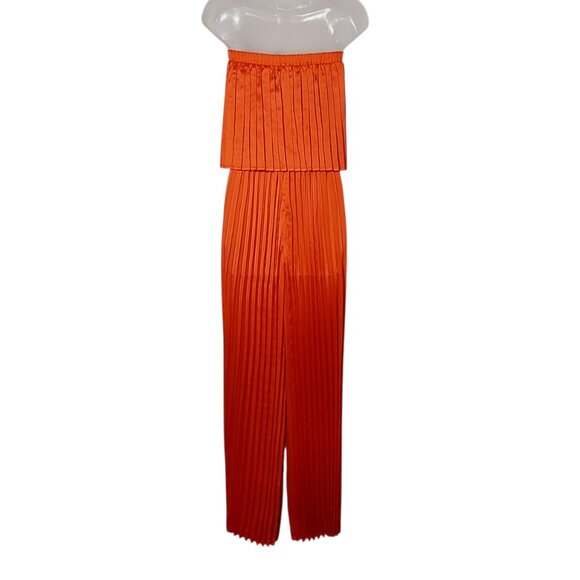 NWT Flying Tomato My Red Tomato Woven Jumpsuit Pleated Strapless Wide-Leg Small - Picture 7 of 10